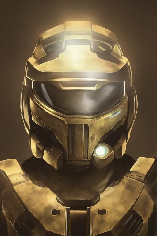 Image similar to robot ninja mask helmet halo master chief radiating a glowing aura global illumination ray tracing hdr fanart arstation by ian pesty and katarzyna da „ bek - chmiel