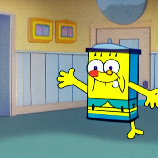 Prompt: sponge bob in backrooms