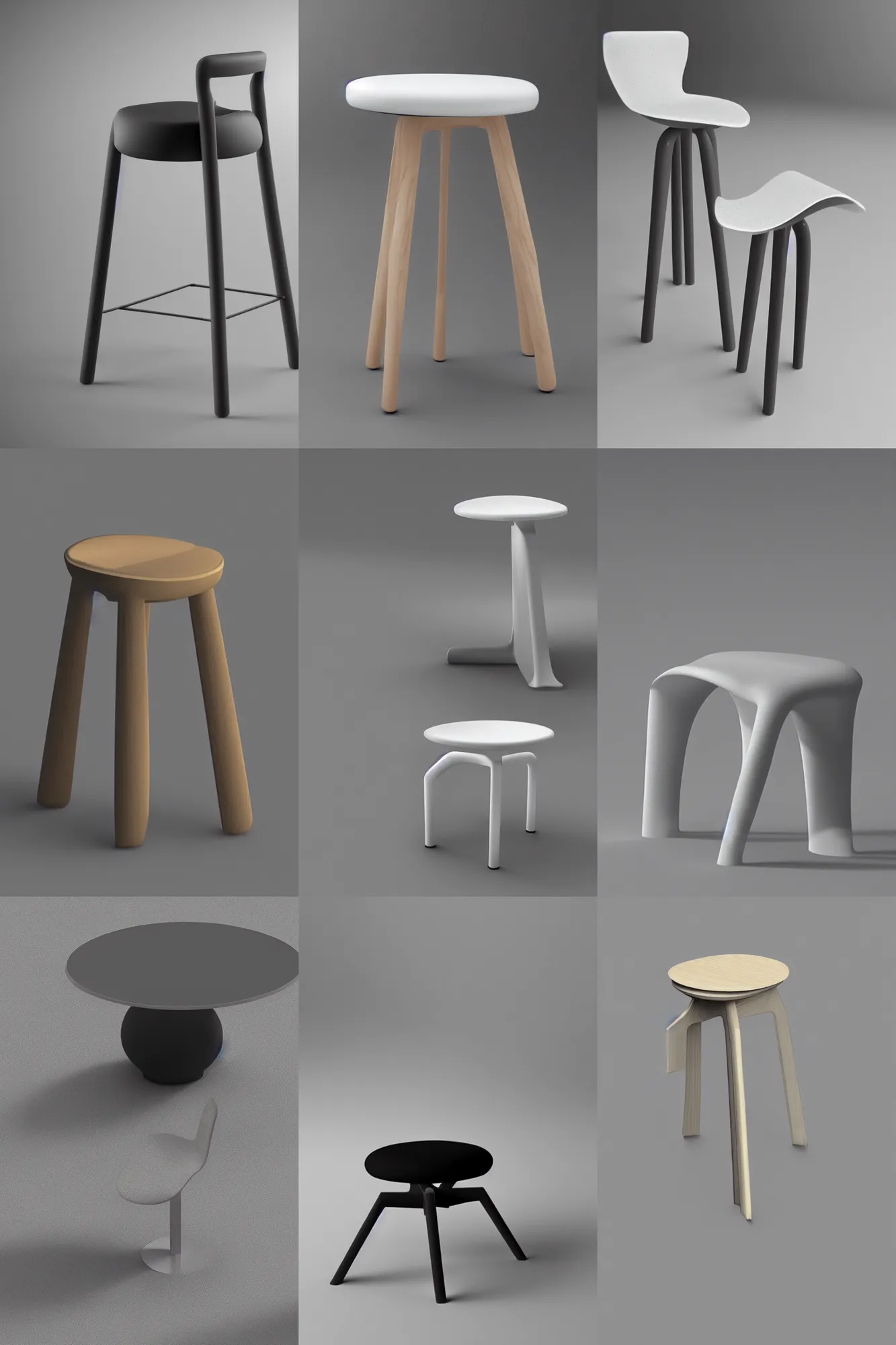 Prompt: realistic rendering for stool designed by moshe saf die