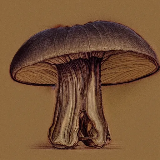 Prompt: mushroom, portait drawing, amazing detail, high resolution, 8k, psychedelic