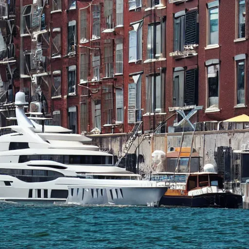 Prompt: yachts going through the lower east side