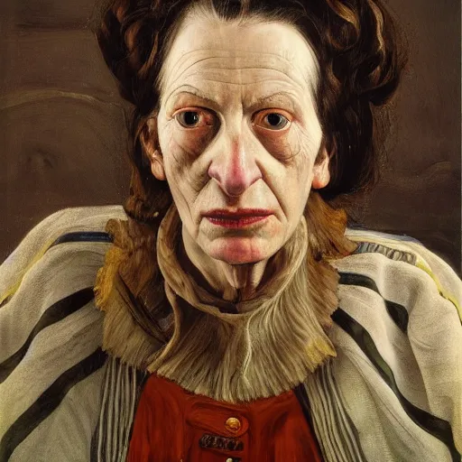 Image similar to high quality high detail painting by lucian freud, hd, portrait of a female warlock, fantasy