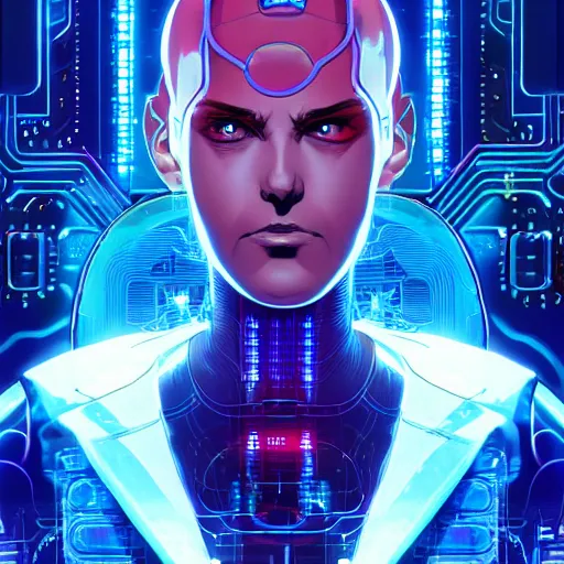 Image similar to a cyberpunk netrunner surrounded by a glowing computer interface, centered in the frame, cyberpunk concept art by Jean Giraud and josan gonzales, digital art, highly detailed, intricate, sci-fi, sharp focus, Trending on Artstation HQ, deviantart, 4K UHD image