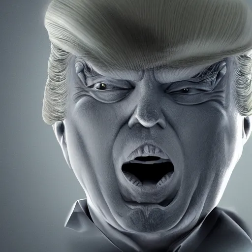 Prompt: donald trump as an alien grey, tall, very thin, terrifying, grimdark, photorealistic