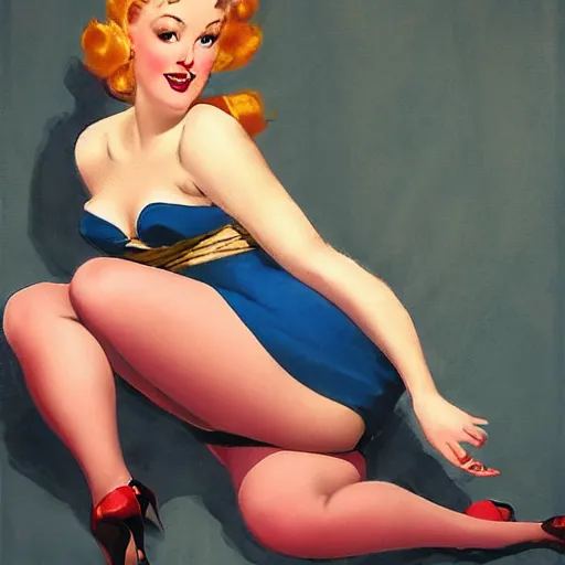 Image similar to an illustration in the style of gil elvgren.