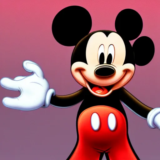 Image similar to mickey mouse shying away, idly and visibly terrified, [ horror game ], [ digital art ]!!, 4 k quality