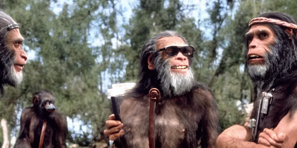 Image similar to film still of Tommy Chong in Planet of the Apes