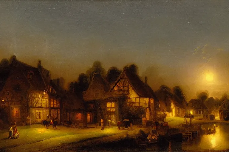 Prompt: goldshire inn at night painting by adriaen van ostade