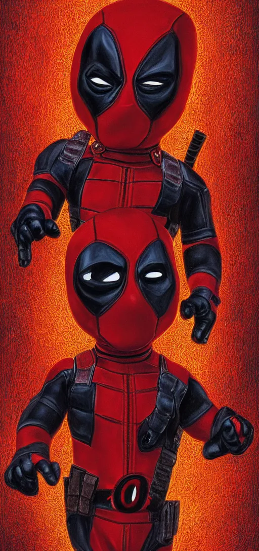 Prompt: portrait of baby deadpool, elegant, glowing lights, highly detailed, paiting painting, hdr