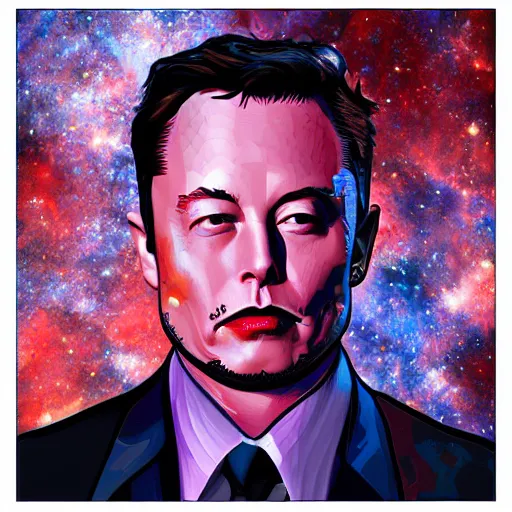 Image similar to elon musk is twoface one face side has dragonskin fantasy sharp focus intricate elegant digital painting