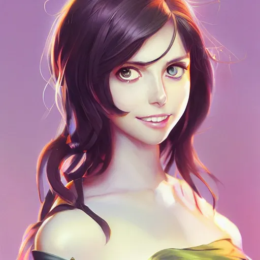 Image similar to anime portrait of Alison brie by Stanley Artgerm Lau, WLOP, Rossdraws, James Jean, Andrei Riabovitchev, Marc Simonetti, and Sakimichan, trending on artstation