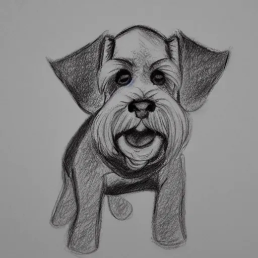 Image similar to milt kahl pencil sketch of happy mini schnauzer