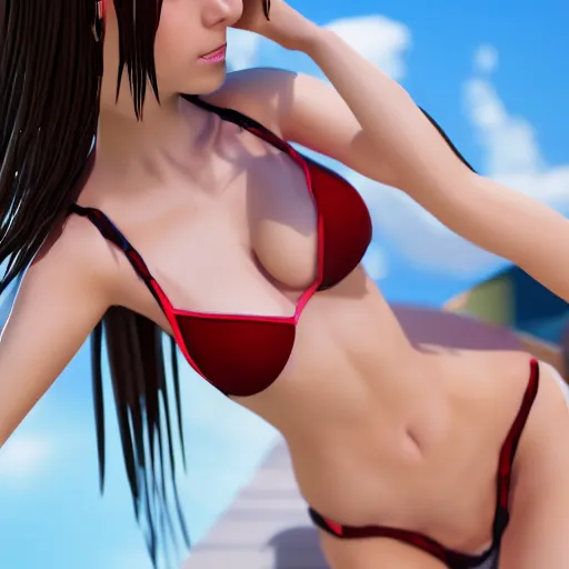 Prompt: a detailed portrait of pretty anime girl blue eyes in bikini, unreal engine 5 rendered, incredibly highly detailed and realistic, 8 k, sharp focus, studio quality