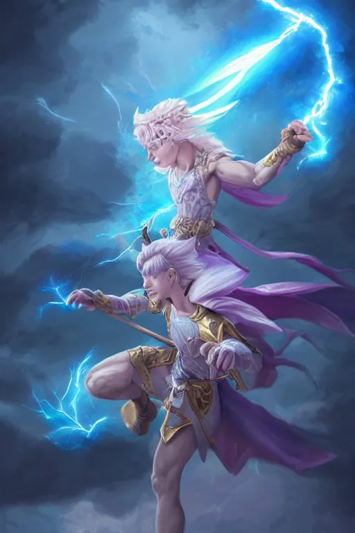 Prompt: legendary fairy prince casting a lightning spell,, lightning energy, blue energy, highly detailed, d & d, fantasy, highly detailed, digital painting, trending on artstation, concept art, sharp focus, illustration, global illumination, ray tracing, realistic shaded, art by artgerm and greg rutkowski and fuji choko and viktoria gavrilenko and hoang lap
