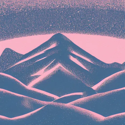 Image similar to a risograph of an beautiful mountain landscape