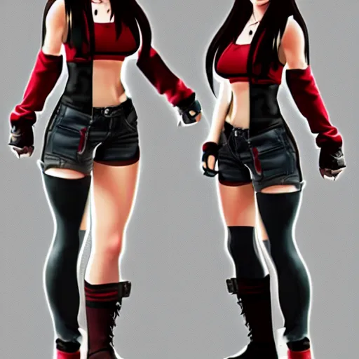 Image similar to full body concept of tifa lockhart, trending on artstation