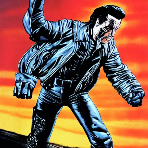 Image similar to Gene Kelly as the terminator, by Steve Dillon, hyperrealism