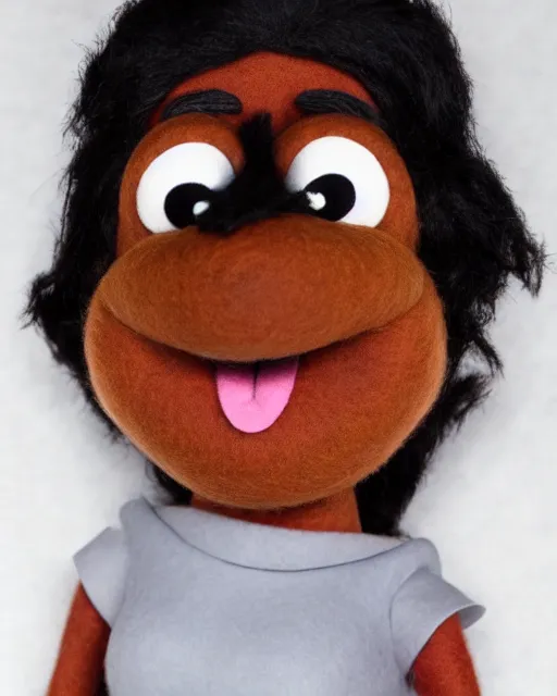 Image similar to kelly kapoor as a muppet. highly detailed felt. hyper real photo. 4 k.