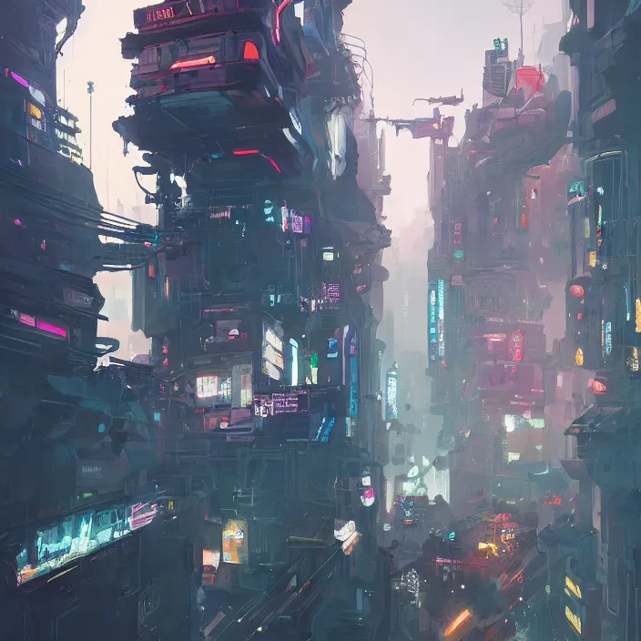 Prompt: a beautiful painting of a cyberpunk city by sergey kolesov and pascal blanche and greg rutkowski and sachin teng. in style of digital art. colorful comic, symmetry, hyper detailed. octane render. trending on artstation