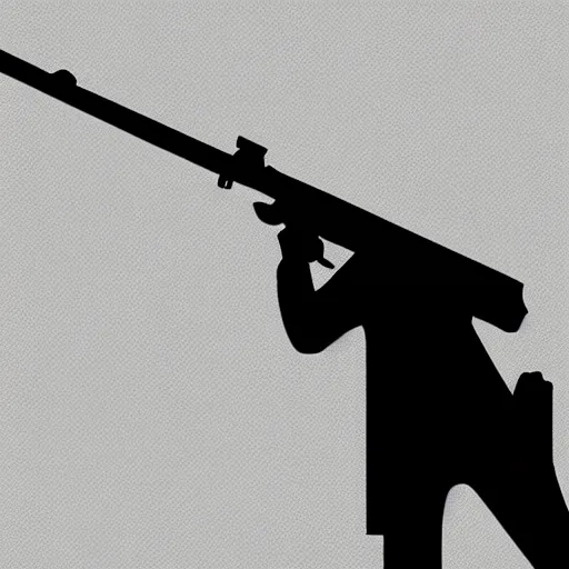 Prompt: slick minimalist line logo of a ghostly figure holding a sniper rifle