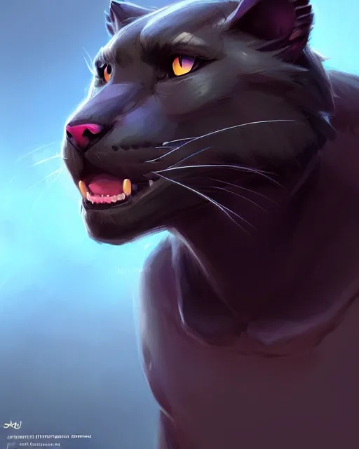 Prompt: character concept art of a cute young male anthropomorphic furry panther | | cute - fine - face, pretty face, key visual, realistic shaded perfect face, fine details by stanley artgerm lau, wlop, rossdraws, james jean, andrei riabovitchev, marc simonetti, and sakimichan, trending on artstation