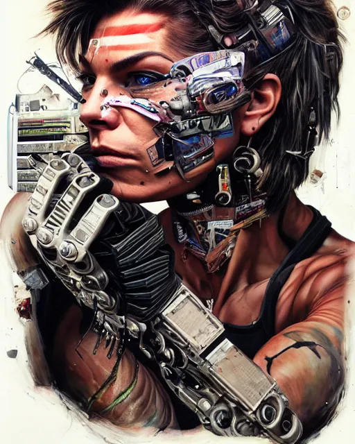 Prompt: a portrait of a muscular anthropomorphic cyberpunk puma by sandra chevrier, by jon foster, detailed render, pistol in holster, tape deck, epic composition, cybernetics, 4 k realistic, cryengine, realistic shaded lighting, sharp focus, masterpiece, by enki bilal