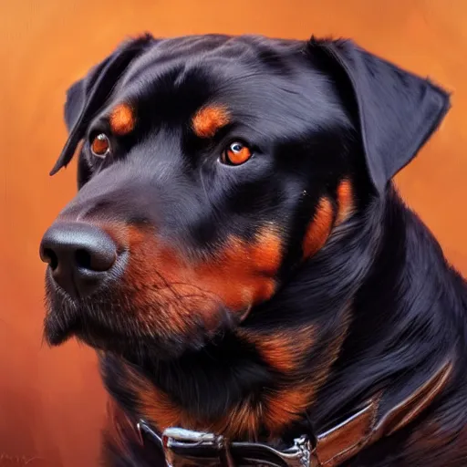 Image similar to rottweiler with a beard, oil painting, artgerm, portrait, highly detailed, artstation