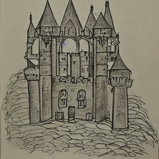 Image similar to drawing of a castle made of lace by albrecht durer
