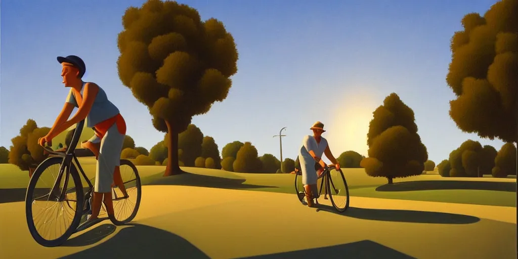 Image similar to biking, blue sky, summer evening, kenton nelson