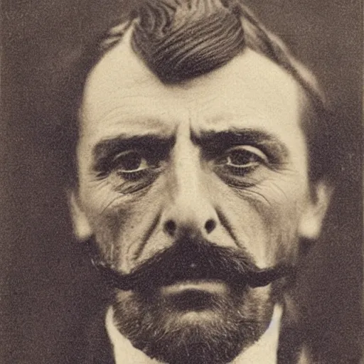 Prompt: headshot edwardian photograph of ian mcshane, arthur shelby, terrifying, scariest looking man alive, 1 8 9 0 s, london gang member, slightly pixelated, angry, intimidating, fearsome, realistic face, peaky blinders, 1 9 0 0 s photography, 1 9 1 0 s, grainy, blurry, very faded