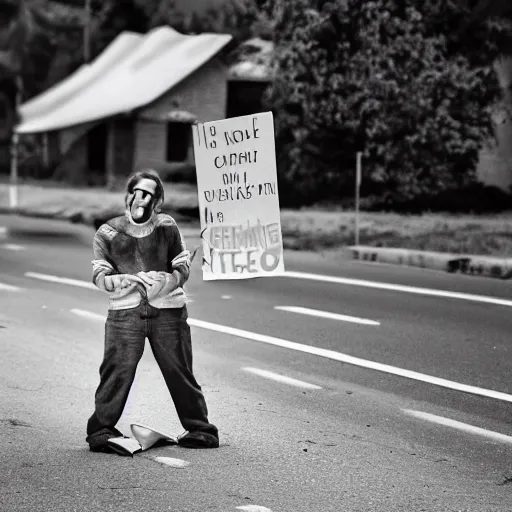 Image similar to unemployed graphic designer begging for change on the side of the road