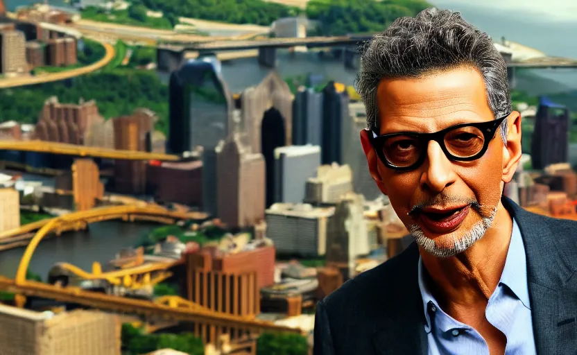 Image similar to jeff goldblum visits pittsburgh, desktop background, hd, 4 k