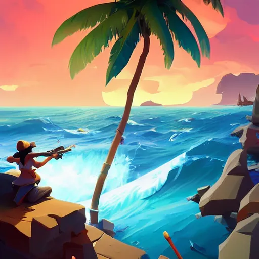 Image similar to painting treasure on sea of thieves game smooth median photoshop filter cutout vector, behance hd by jesper ejsing, by rhads, makoto shinkai and lois van baarle, ilya kuvshinov, rossdraws global illumination