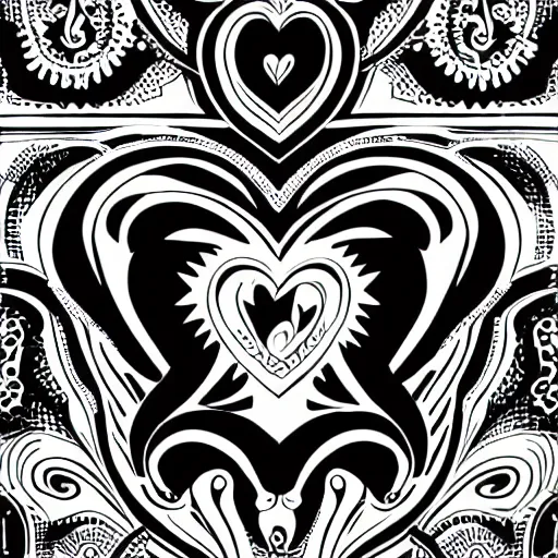 Prompt: clean black and white print on white paper, high contrast, logo of symmetric stylized dancer silhouette forming a symmetric heart