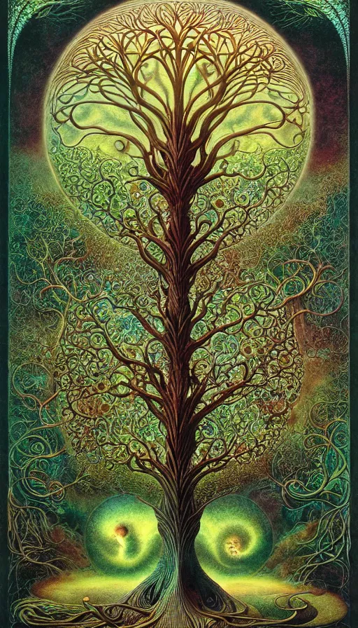 Image similar to tree of life by roger dean and andrew ferez, art forms of nature by ernst haeckel, divine chaos engine, symbolist, visionary, art nouveau, botanical fractal structures, organic, detailed, realistic, surreality