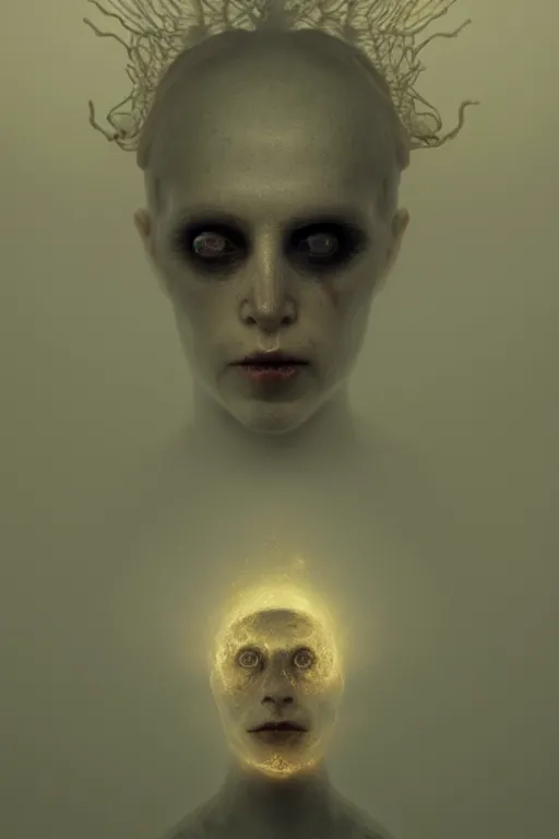 Prompt: surreal portrait of a ghost floating in the darkness of the Space, ancient fairy dust, Cinematic lighting, insanely detailed, trending on artstation, golden ratio, concept art by Agesandro de Rodas & Emil Melmoth