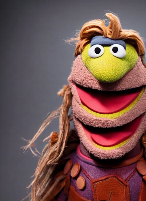 Image similar to studio portrait still of muppet thor as a muppet muppet as a muppet, 8 k, studio lighting, key light,