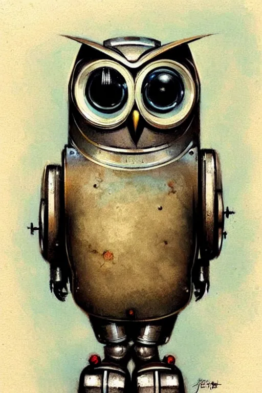 Image similar to (((((1950s retro robot owl . muted colors.))))) by Jean-Baptiste Monge !!!!!!!!!!!!!!!!!!!!!!!!!!!!!!