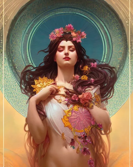 Prompt: goddess of love, highly detailed, digital painting, artstation, concept art, smooth, sharp focus, illustration, Unreal Engine 5, 8K, art by artgerm and greg rutkowski and alphonse mucha