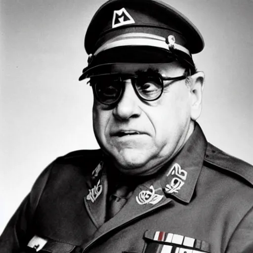 Image similar to portrait photograph of Danny DeVito as a WW2 Nazi Germany general