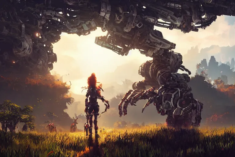 Image similar to stalker machine mecanical creature robot of horizon forbidden west horizon zero dawn bioluminiscence global illumination ray tracing hdr fanart arstation by ian pesty and alena aenami artworks in 4 k