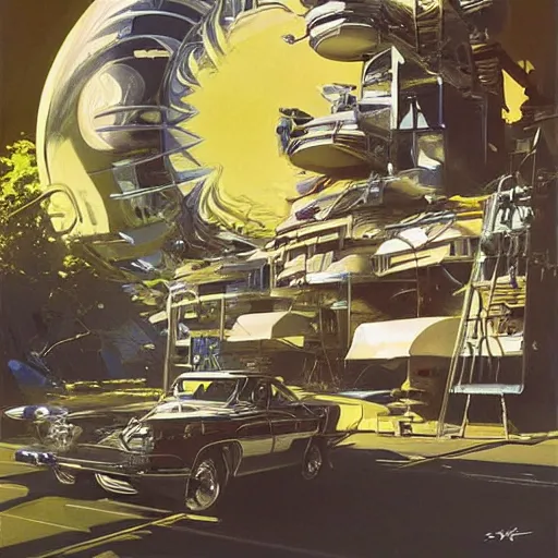 Prompt: surreal dreaming art, magnesium, art by syd mead and john berkey and annie leibovitz