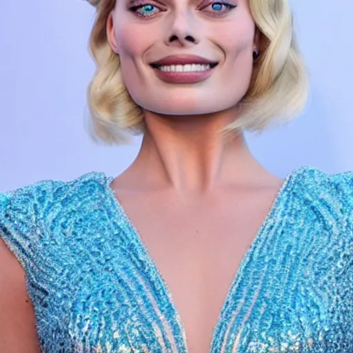 HD photograph of margot robbie with tiger body paint