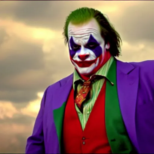 Image similar to chris farley starring as the joker, cinematic, 4 k