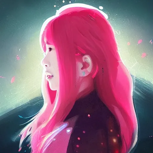 Image similar to “ a portrait of korean singer from blackpink, rainy background, pink bright art masterpiece artstation. 8 k, sharp high quality artwork in style of jose daniel cabrera pena and greg rutkowski, concept art by tooth wu, hearthstone card game artwork. ”