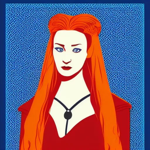 Image similar to vector art screenprint of sansa stark by marc hempel