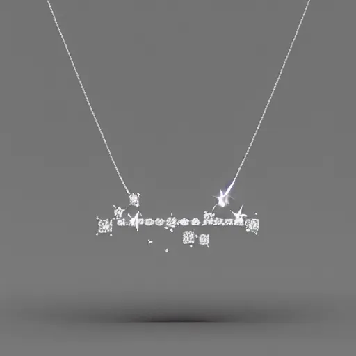 Image similar to a silver sagittarius constellation necklace pendant, 3 d rendering, in the style of pandora, tiffany, swarovski, van cleef & arpels, cartier, boucheron, bulgari, chaumet, elegant, noble, stylish