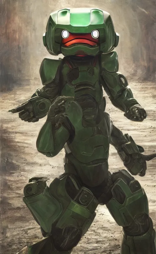 Image similar to mr mime pokemon playing as master chief, oil on canvas, intricate, 8 k highly professionally detailed, hdr, cgsociety