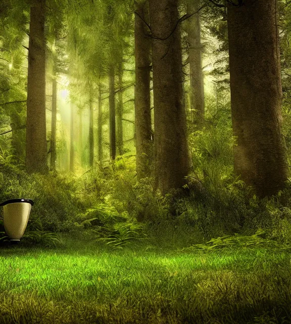 Prompt: a 4 k photorealistic photo of a toilet in a forest.