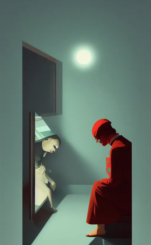 Prompt: love, surreal illustration, by atey ghailan and escher and edward hopper